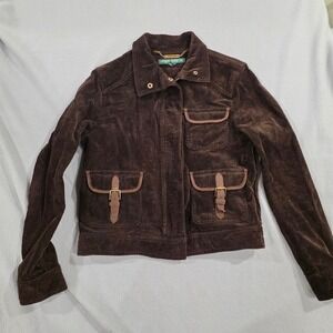 Vintage Lauren Ralph Lauren Brown Corduroy Utility Equestrian Jacket Womens M